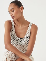 Hush White Embroidered Sleeveless Floral Dress - Image 2 of 6