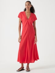 Hush Red Grace V-Neck Midaxi Dress - Image 1 of 5