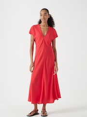 Hush Red Grace V-Neck Midaxi Dress - Image 3 of 5