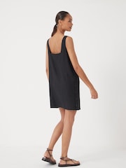 Hush Black Square Neck Linen Blend Mini Dress - Image 4 of 5
