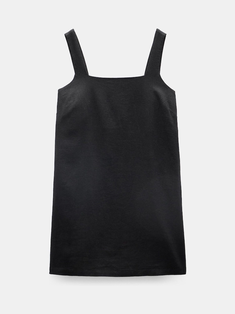 Hush Black Square Neck Linen Blend Mini Dress - Image 5 of 5