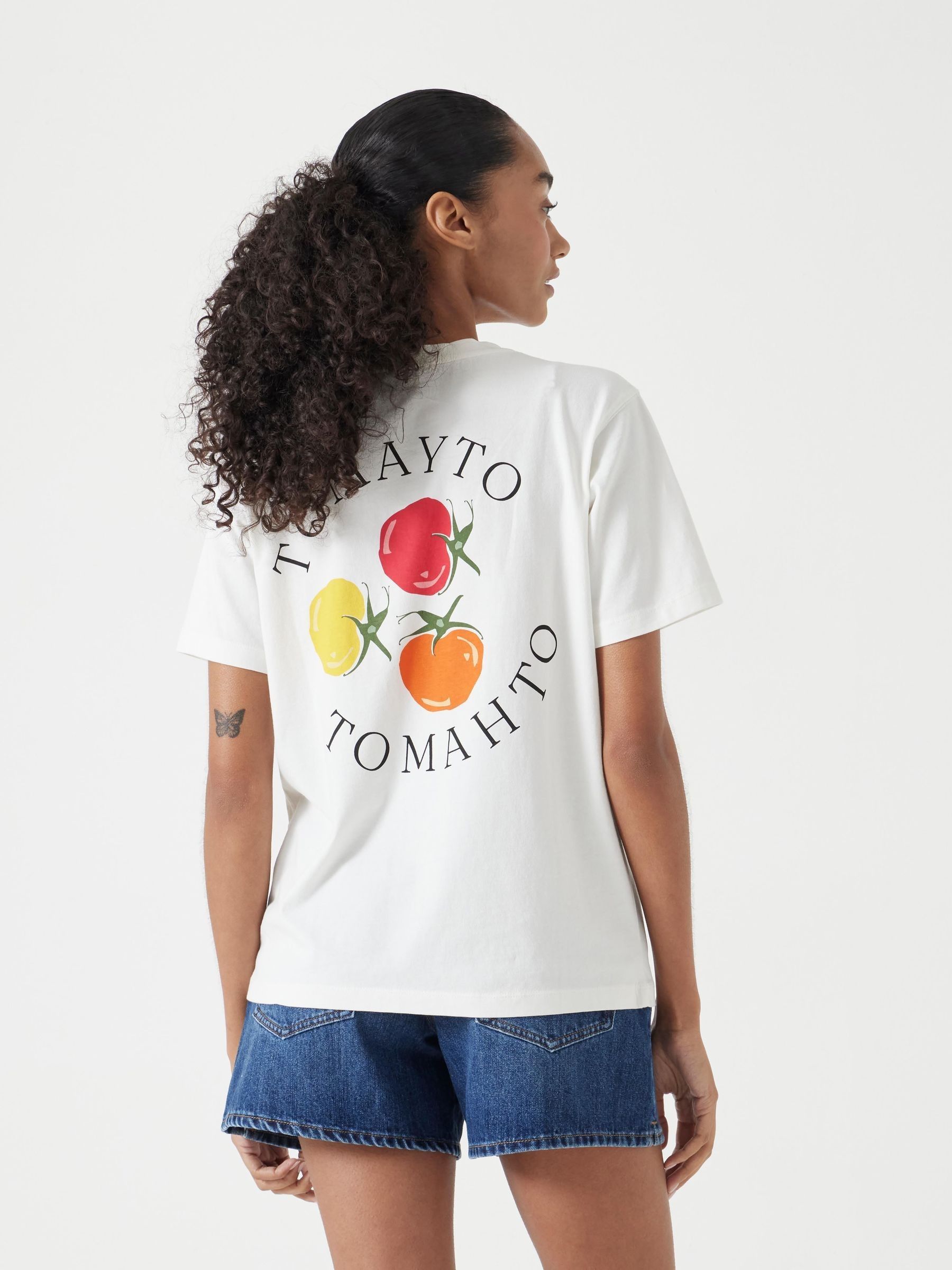 Buy Hush White Tomayto Tomato Graphic 100% Cotton T-Shirt from