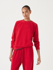 Hush Red Towelling Raglan Sweatshirt - Image 1 of 5