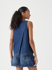 Hush Blue Denim 100% Cotton  Waistcoat - Image 3 of 6