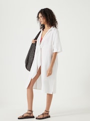 Hush White Seersucker Tie Front 100% Cotton Dress - Image 2 of 7