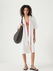 Hush White Seersucker Tie Front 100% Cotton Dress - Image 4 of 7