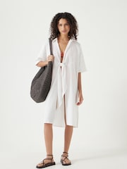Hush White Seersucker Tie Front 100% Cotton Dress - Image 5 of 7