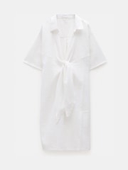 Hush White Seersucker Tie Front 100% Cotton Dress - Image 7 of 7