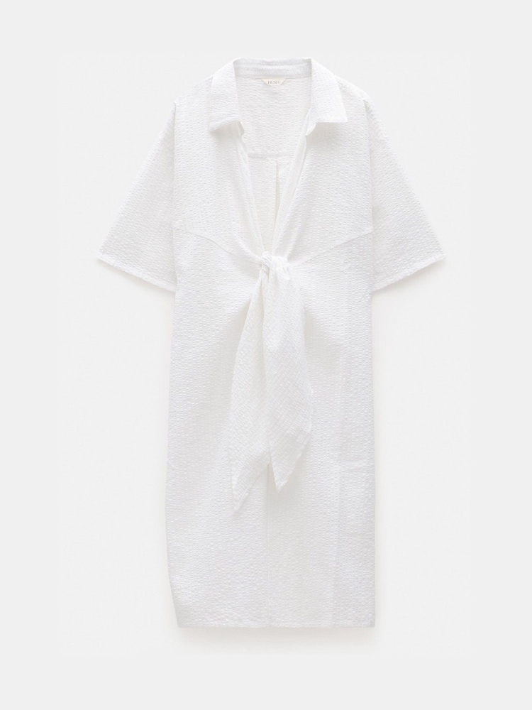 Hush White Seersucker Tie Front 100% Cotton Dress - Image 7 of 7