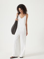 Hush White Seersucker Wide Leg Jumpsuit - Image 1 of 6