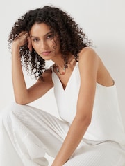 Hush White Seersucker Wide Leg Jumpsuit - Image 2 of 6