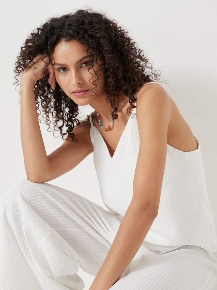 Hush White Seersucker Wide Leg Jumpsuit - Image 2 of 6