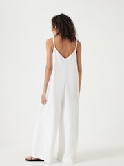 Hush White Seersucker Wide Leg Jumpsuit - Image 3 of 6