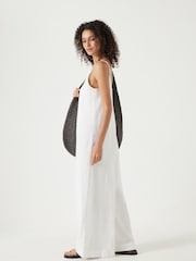 Hush White Seersucker Wide Leg Jumpsuit - Image 4 of 6