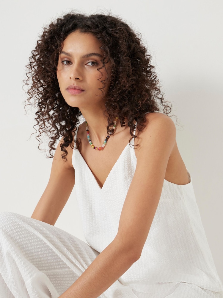 Hush White Seersucker Wide Leg Jumpsuit - Image 5 of 6