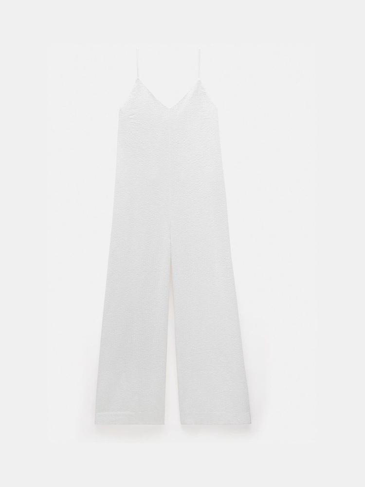 Hush White Seersucker Wide Leg Jumpsuit - Image 6 of 6