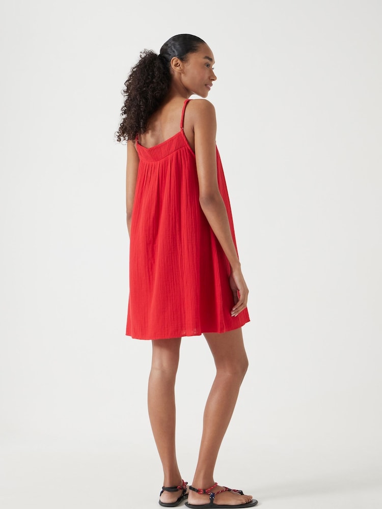 knee length dresses for ladies Everlane Gauze Puff-Sleeve Mini Dress in Black, Size XS, Cotton main image 1