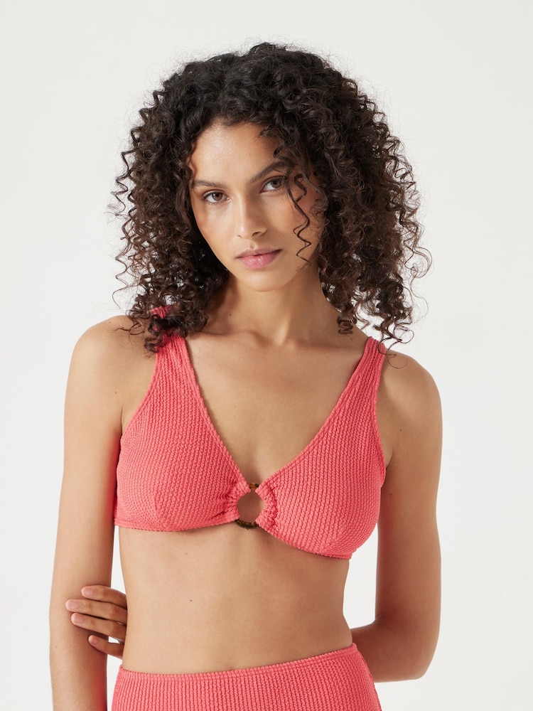 Hush Pink Crinkle Ring Bikini Top - Image 1 of 6