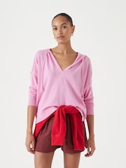 Hush Pink Fine Knit Hoodie - Image 1 of 6