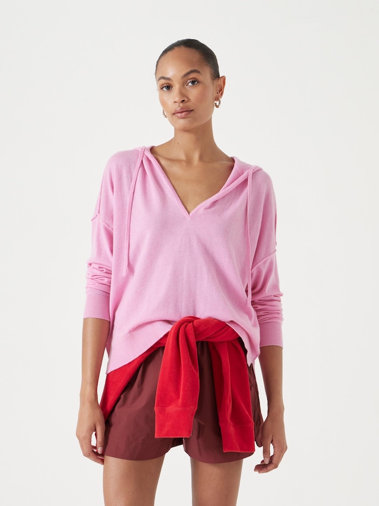 Hush Pink Fine Knit Hoodie - Image 1 of 6