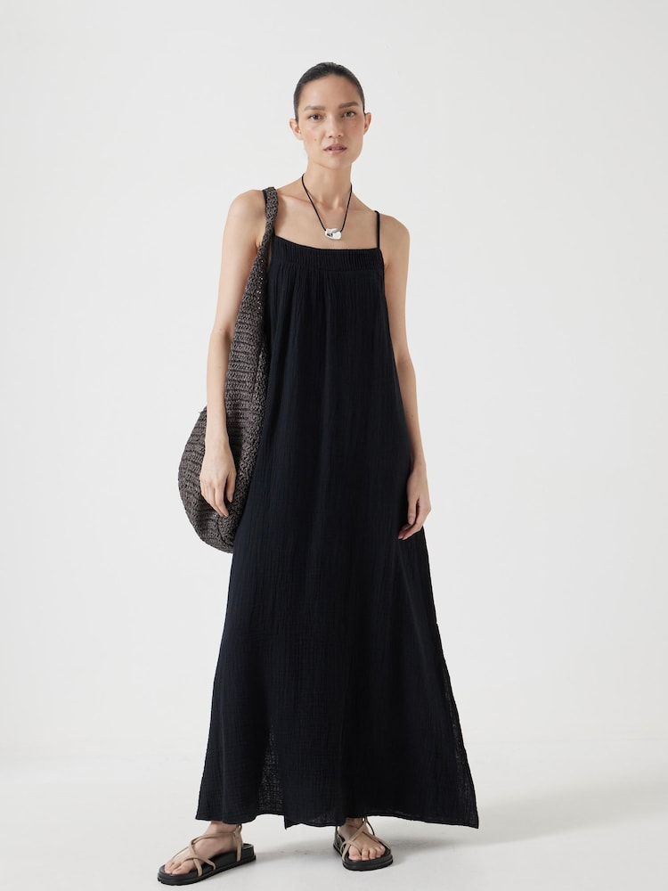 Hush Black Carmen Cotton Gauze Midi 100% Cotton Dress - Image 1 of 6