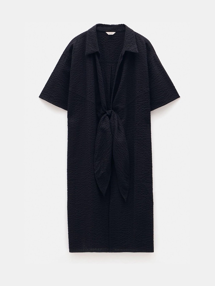 Hush Black Seersucker Tie Front 100% Cotton Dress - Image 5 of 5