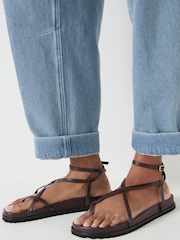 Коричневый - Hush Thea Strappy Leather Sandals - Image 1 of 7