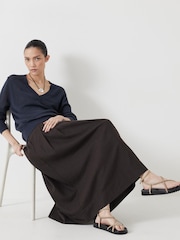 Hush Blue Linen Blend V-Neck Jumper - Image 6 of 7