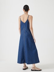 Hush Blue Denim Maxi 100% Cotton Slip Dress - Image 3 of 5