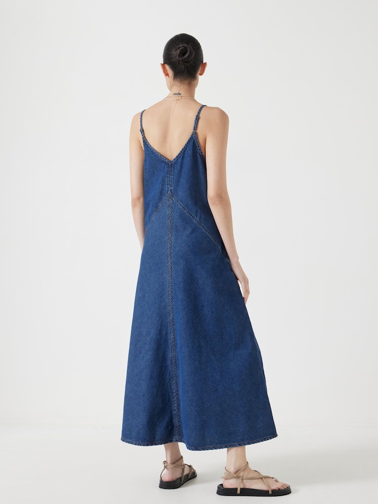 Hush Blue Denim Maxi 100% Cotton Slip Dress - Image 3 of 5