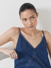 Hush Blue Denim Maxi 100% Cotton Slip Dress - Image 4 of 5