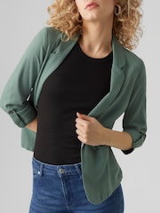 VERO MODA Green Linen Blend 3/4 Sleeve Jacket - Image 3 of 4
