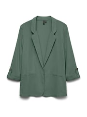 VERO MODA Green Linen Blend 3/4 Sleeve Jacket - Image 4 of 4