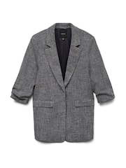 VERO MODA Grey Textured Ruched Sleeve Jacket - Image 5 of 5