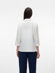 VERO MODA White Linen Blend 3/4 Sleeve Jacket - Image 2 of 5