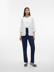 VERO MODA White Linen Blend 3/4 Sleeve Jacket - Image 3 of 5