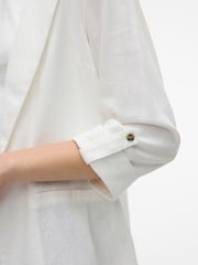 VERO MODA White Linen Blend 3/4 Sleeve Jacket - Image 4 of 5