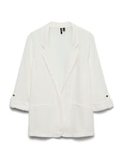 VERO MODA White Linen Blend 3/4 Sleeve Jacket - Image 5 of 5