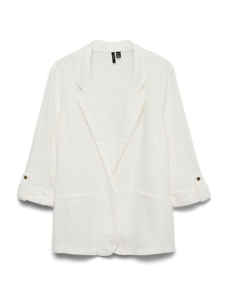VERO MODA White Linen Blend 3/4 Sleeve Jacket - Image 5 of 5