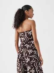 Hush Brown Printed Linen Blend Bandeau Top - Image 4 of 6
