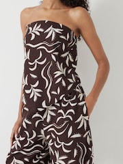 Hush Brown Printed Linen Blend Bandeau Top - Image 5 of 6
