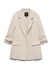 VERO MODA Cream Textured Ruched Sleeve Jacket - Image 5 of 5