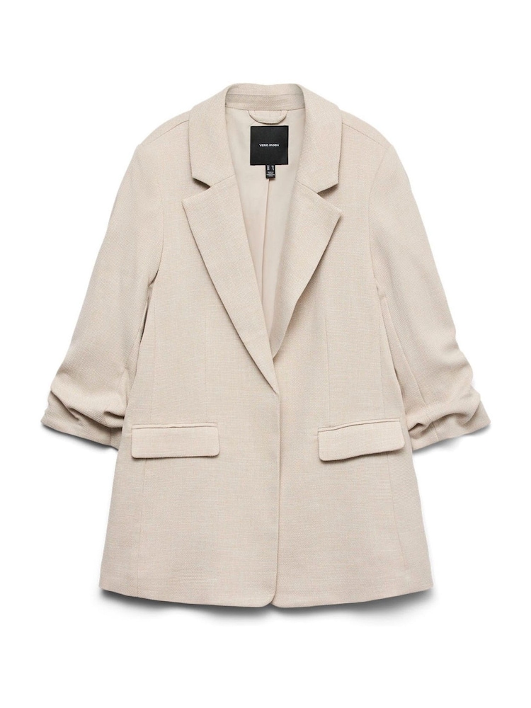 Creme - VERO MODA Textured Ruched Sleeve Jacket - Bild 5 von 5 Creme - VERO MODA Textured Ruched Sleeve Jacket - Bild 5 von 5