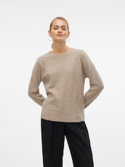 VERO MODA Natural Round Neck Knitted Jumper - Image 1 of 5