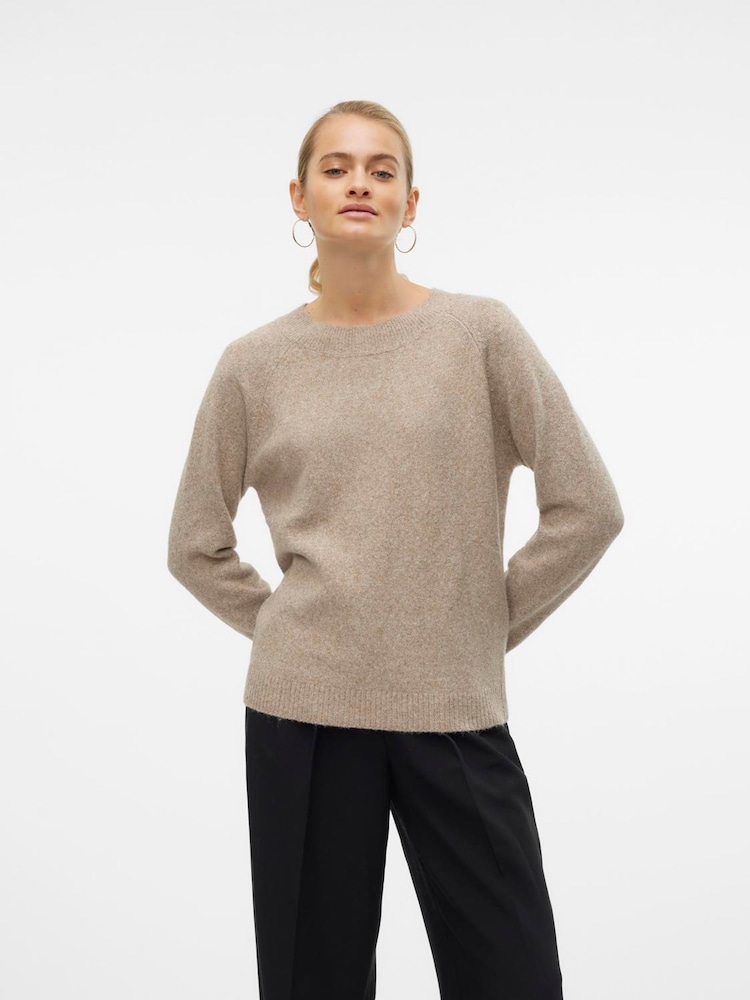 VERO MODA Natural Round Neck Knitted Jumper - Image 1 of 5