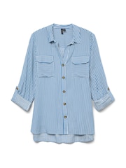 VERO MODA Blue Tortoise Button Stripe Shirt - Image 5 of 5