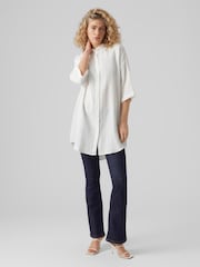 VERO MODA White Longline Textured 100% Cotton Shirt - Image 2 of 4