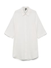 VERO MODA White Longline Textured 100% Cotton Shirt - Image 4 of 4