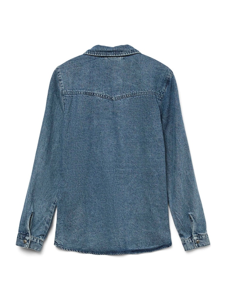 VERO MODA Blue Long Sleeve Denim Shirt - Image 6 of 6