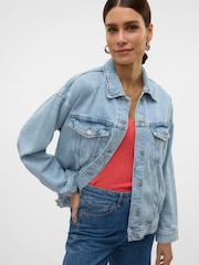 VERO MODA Blue Oversize Long Sleeve Denim Jacket - Image 1 of 6